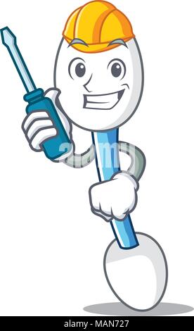 Automotive Wattestäbchen Maskottchen Karikatur Stock Vektor