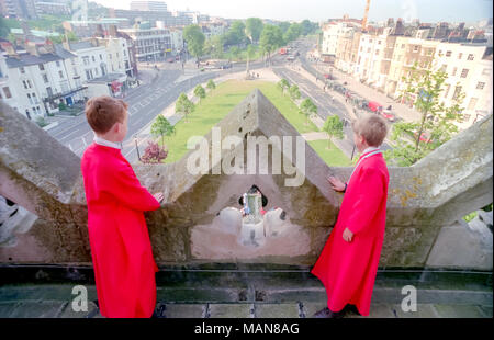 Vorsänger auf dem Dach des St. Peter's Kirche in Brighton City Centre Stockfoto