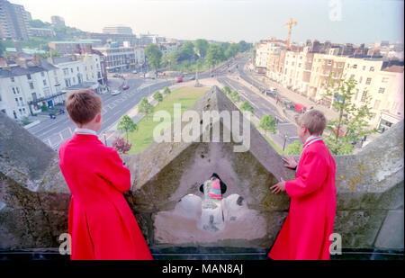 Vorsänger auf dem Dach des St. Peter's Kirche in Brighton City Centre Stockfoto