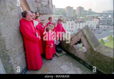 Vorsänger auf dem Dach des St. Peter's Kirche in Brighton City Centre Stockfoto