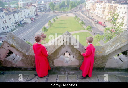 Vorsänger auf dem Dach des St. Peter's Kirche in Brighton City Centre Stockfoto