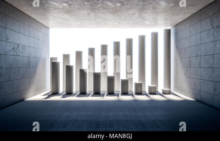 Abstrakte Betonstützen 3D Rendering image Stockfoto