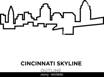 Cincinnati skyline outlineon weißer Hintergrund, Vektor, Abbildung Stock Vektor