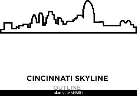 Cincinnati skyline outlineon weißer Hintergrund, Vektor, Abbildung Stock Vektor