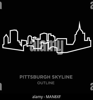 Weißer Rand Pittsburgh skyline Umrisse auf schwarzem Hintergrund, Vector Illustration Stock Vektor