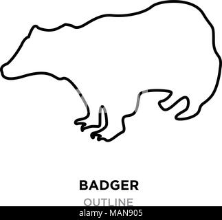 Badger Umrisse auf weißem Hintergrund, Vector Illustration Stock Vektor