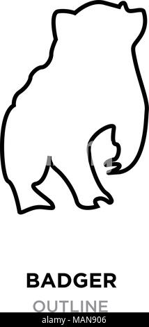 Badger Umrisse auf weißem Hintergrund, Vector Illustration Stock Vektor