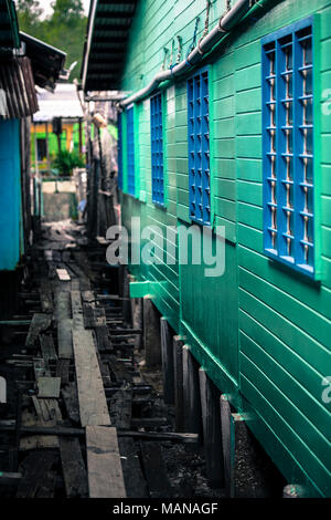 Pfahlbauten an chinesischen Fischerdorf Pulau Ketam in der Nähe Klang Selangor Malaysia Stockfoto