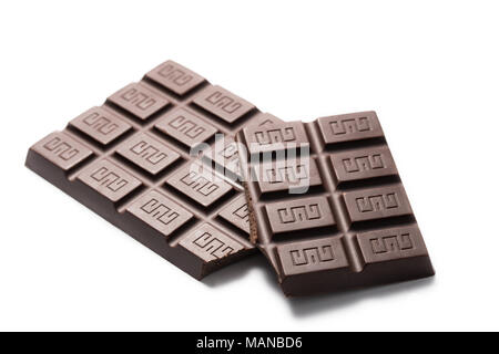Handgefertigte, Bio Schokolade auf weißem Hintergrund Stockfoto