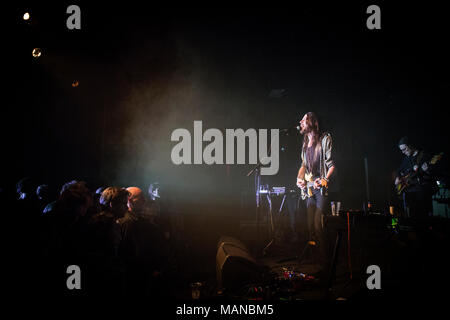 Dänemark, Kopenhagen - März 31., 2018. Der amerikanische Sänger, Songwriter, Musiker Jonathan Wilson führt ein Live Konzert bei VEGA in Copenghagen. (Foto: Gonzales Foto - Christian Hjorth). Stockfoto