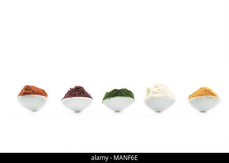 Super Essen Gesundheit Nahrung Auswahl in Löffel Stockfoto