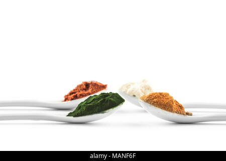 Super Essen Gesundheit Nahrung Auswahl in Löffel Stockfoto