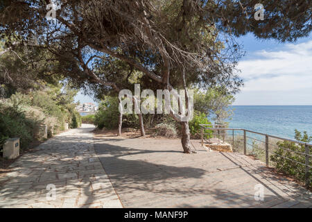 Fußweg, Cami de Ronda in der Nähe von Mittelmeer in Roda de Bera, Costa Dorada, Katalonien, Spanien. Stockfoto