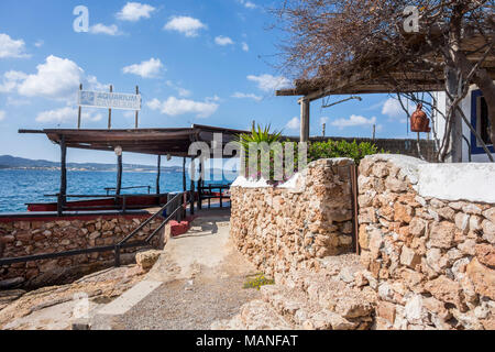 Außen Eingang zum Aquarium Cap Blanc, Sant Antoni, Ibiza, Spanien. Stockfoto