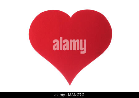 Herzförmige Papier auf weißem Hintergrund. Stockfoto
