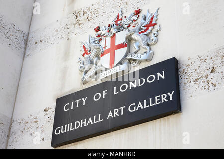 LONDON - Mai, 2017: Stadt London Guildhall Art Gallery Street, London, EC2, Detail. Stockfoto