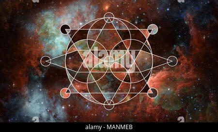 Abstrakte hipster geometrischen Hintergrund mit Dreiecken, Kreisen, Nebel, Sterne und Galaxien. Elemente dieses Bild von der NASA eingerichtet. Stockfoto