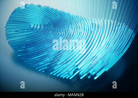 3D-Illustration Fingerprint Scan bietet Sicherheit für den Zugang mit Biometrie Identifikation. Konzept Fingerabdruck Schutz. Stockfoto