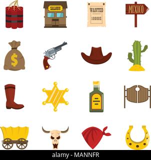 Wild West Icons Set Vector flach Stock Vektor