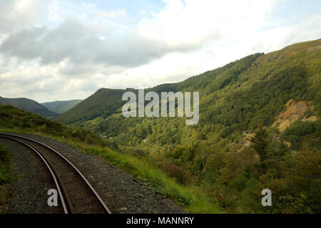 Rheidol Valley Railway, Blick von der Kurve in der Nähe Rhiwfron Stockfoto