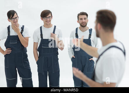 Fröhliches Team der Verantwortlichen Urheber und ihre lächelnden Führer. Stockfoto