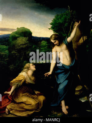 Noli me tangere, c 1525, von Correggio (1494-1534), beinamen von Antonio Allegri, ein italienischer Maler der Renaissance. Noli me tangere war ein Satz von Jesus Maria Magdalena gesprochen, als sie ihn erkannte nach seiner Auferstehung. Prado Museum. Madrid, Spanien. Stockfoto