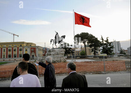 Tirana, Albanien, der Skanderbeg Square in Tirana Stockfoto