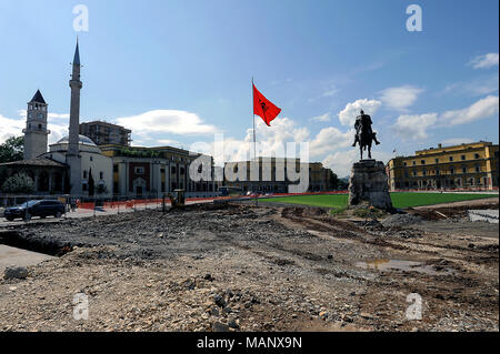 Tirana, Albanien, Baustelle Skanderbeg Square in Tirana Stockfoto