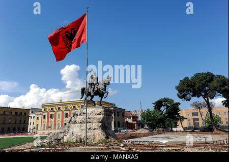 Tirana, Albanien, Baustelle Skanderbeg Square in Tirana Stockfoto