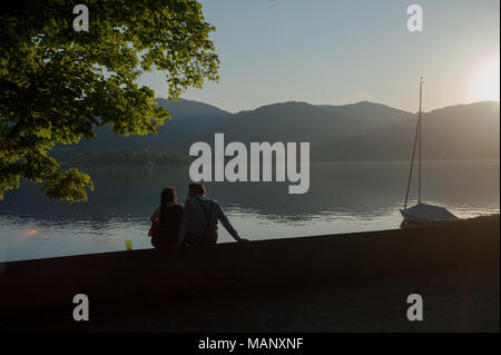 Tegernsee, Deutschland, Sonnenuntergang am Tegernsee Stockfoto
