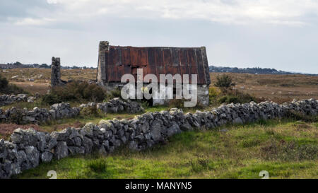 Irische Farm und Felswand abgebrochen wurden. Stockfoto