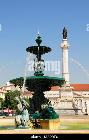 Rossio-platz oder Praça Dom Pedro IV, dem Hauptplatz in Lissabon. Portugal Stockfoto