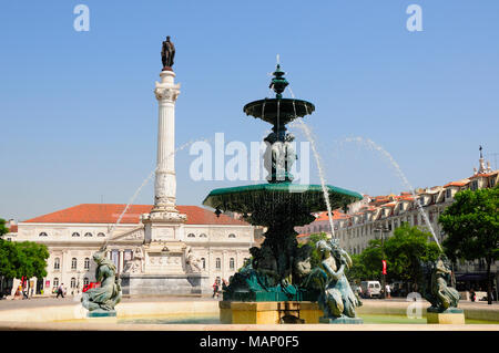 Rossio-platz oder Praça Dom Pedro IV, dem Hauptplatz in Lissabon. Portugal Stockfoto