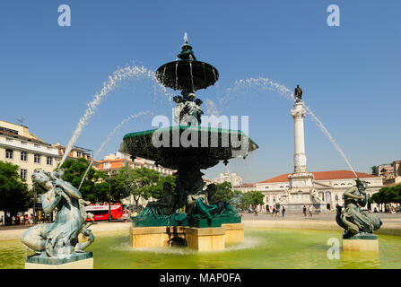 Rossio-platz oder Praça Dom Pedro IV, dem Hauptplatz in Lissabon. Portugal Stockfoto