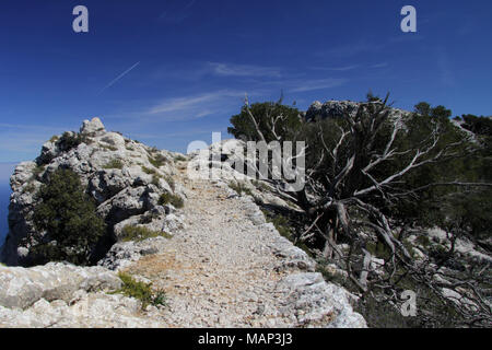 Mit Blick auf das Mittelmeer vom Berge von Mallorca Stockfoto