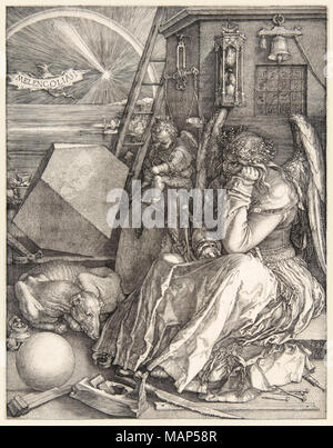 'Melencolia I' von Albrecht Dürer (1471-1528) Auf seiner 3 master Gravuren in 1514 abgeschlossen. Weitere Informationen finden Sie unten. Stockfoto