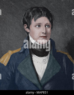 Napoleon Bonaparte (1769-1821). Französischer Staatsmann und Heerführer. Porträt. Gravur, 19. Stockfoto