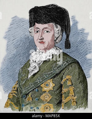 Katharina II. die Große (1729-1796). Kaiserin von Russland. Porträt. Gravur, 19. Stockfoto