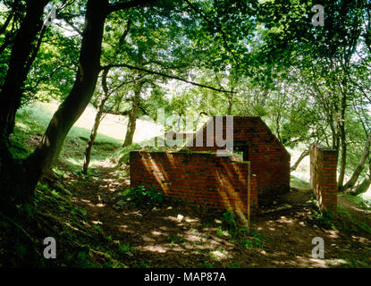 WWII Luftschutzkeller & decoy Control Center kontrollierten Bränden auf Ffrith Berg, Flintshire, Großbritannien, konzipiert deutsche Bomber zu täuschen, zu entzünden. Stockfoto