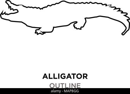 Alligator Umrisse auf weißem Hintergrund Stock Vektor