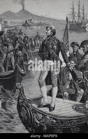 Vizeadmiral Horatio Nelson (1758-1805) in Neapel, Italien. Gravur, 19. Stockfoto