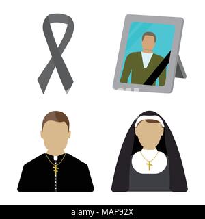 Einstellen der Beerdigung cartoon Symbol. Isolierte Vector Illustration auf weißem Hintergrund. Stock Vektor