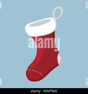 Socke XMas-Symbol. Cartoon Stil. Vector Illustration für Weihnachten. Stock Vektor