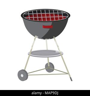 Grill Symbol. Grillen und Picknick Label auf weißem Hintergrund. Cartoon Stil. Vector Illustration. Stock Vektor