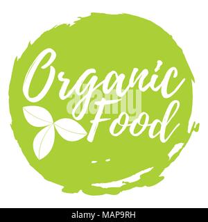 Organic Food label. Font mit der Bürste. Nahrungsmittelintoleranz Symbole und Abzeichen. Vector Illustration Symbol. Stock Vektor