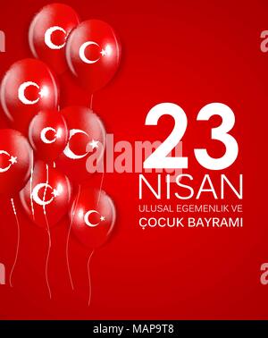 23. Nisan cocuk baryrami. Übersetzung: Türkisch 23. April Tag der Kinder Vector Illustration Stock Vektor
