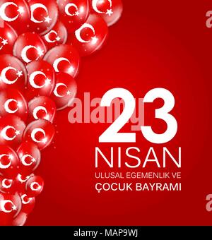 23. Nisan cocuk baryrami. Übersetzung: Türkisch 23. April Tag der Kinder Vector Illustration Stock Vektor