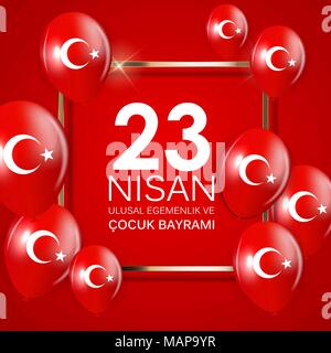 23. Nisan cocuk baryrami. Übersetzung: Türkisch 23. April Tag der Kinder Vector Illustration Stock Vektor