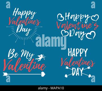 Einstellen der Liebe label. Font mit der Bürste. Valentines Tag Abzeichen. Vector Illustration Symbol. Stock Vektor