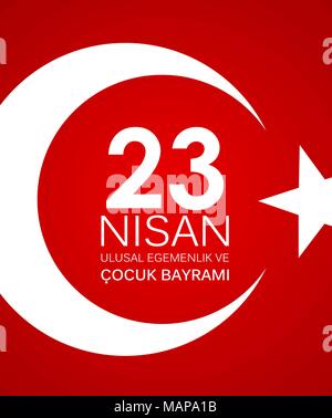 23. Nisan cocuk baryrami. Übersetzung: Türkisch 23. April Tag der Kinder Vector Illustration Stock Vektor